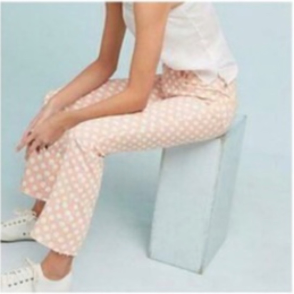 Pilcro and the Letterpress High Rise Bootcut Polka Dot Raw Hem Jeans Sz 25
